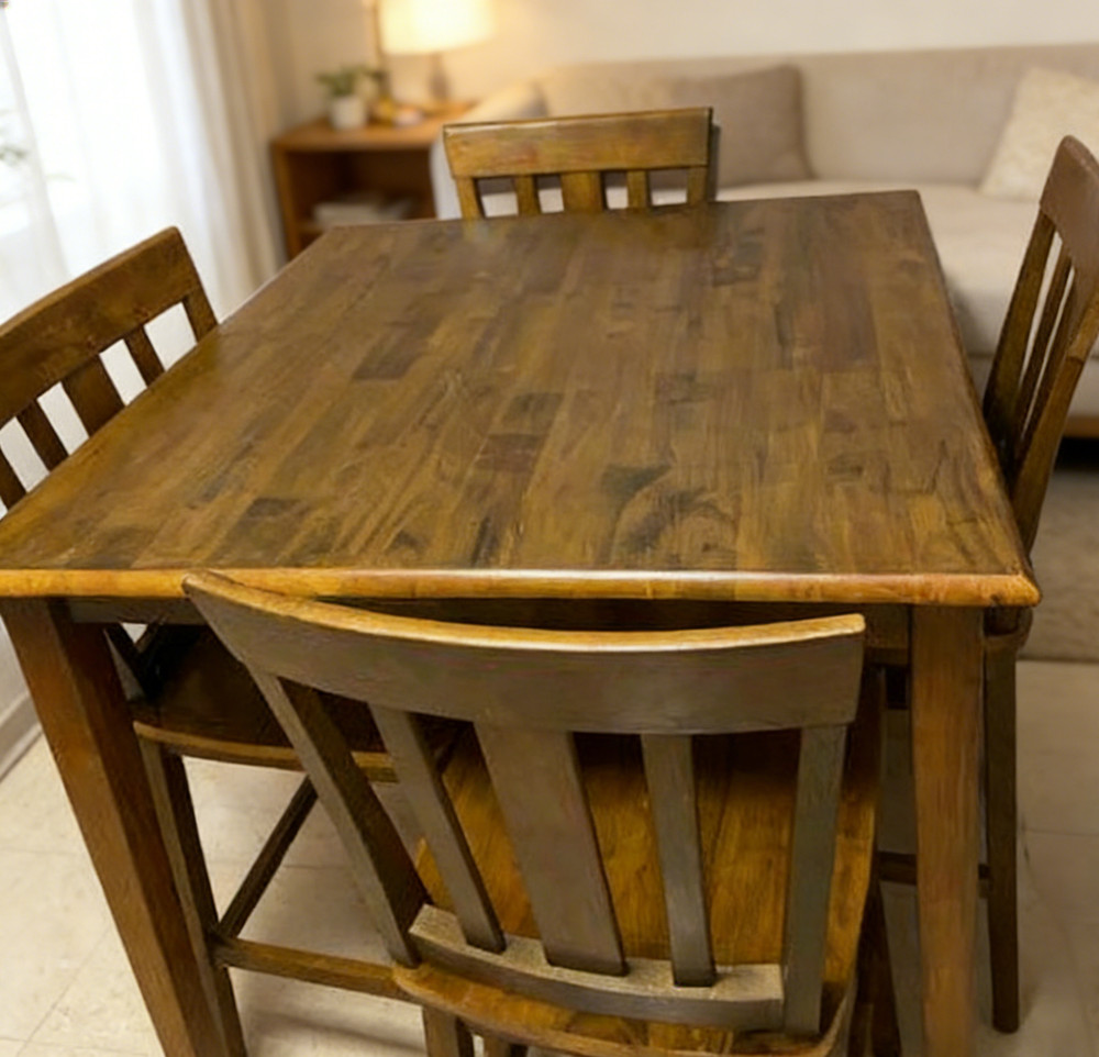 NEW 5 Piece Counter Height Dining Set, Solid Wood Cherry Kitchen Table 4 Chairs