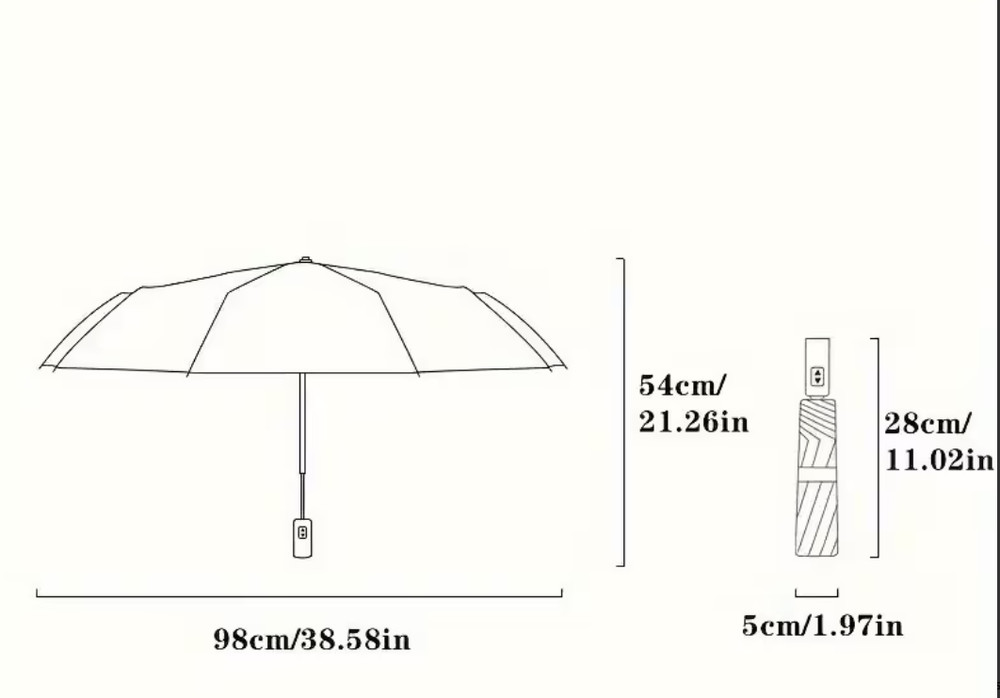 Compact Folding Umbrella Large Auto Open Close Waterproof Windproof Sun Rain Use