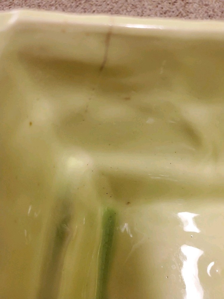 Cookson Pottery Vintage Light Lime Green Rectangular Footed Planter Dish 2807