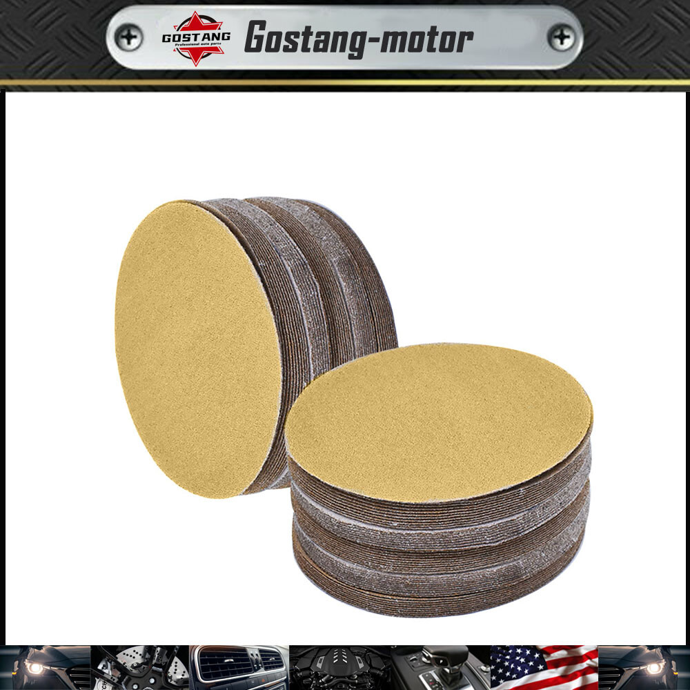 100 Pcs 320 Grit 5" NO-Hole Disc Hook Loop Pads Sanding Discs Flocking