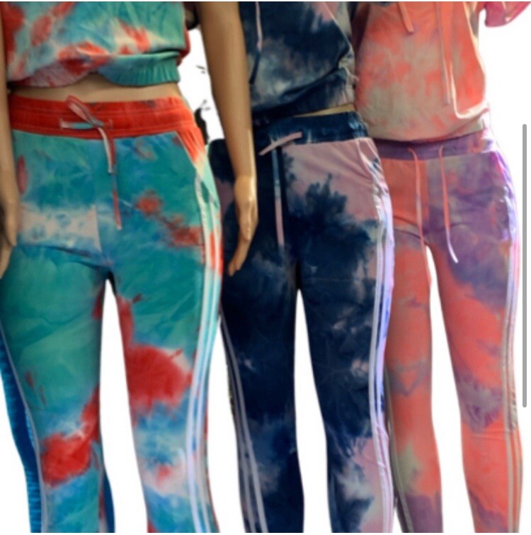 Ladies Tie Dye 2pc Set Green