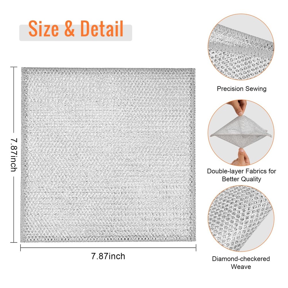 10pcs Double Layer Multifunctional Non-Scratch Wire Dishcloth, Multipurpose W...