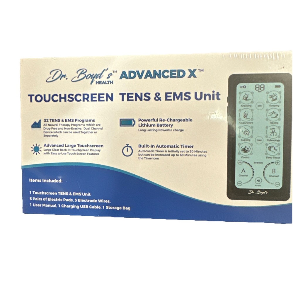 💪Dr. Boyd's "Advanced X" Touchscreen TENS & EMS Unit -32 Modes, 8 Settings