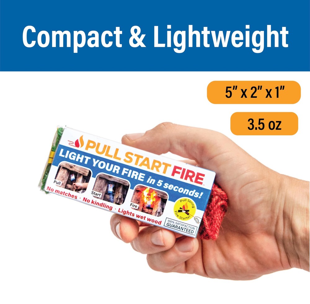 Pull Start Fire String Firestarter | No Matches 6 Count, Multicolor
