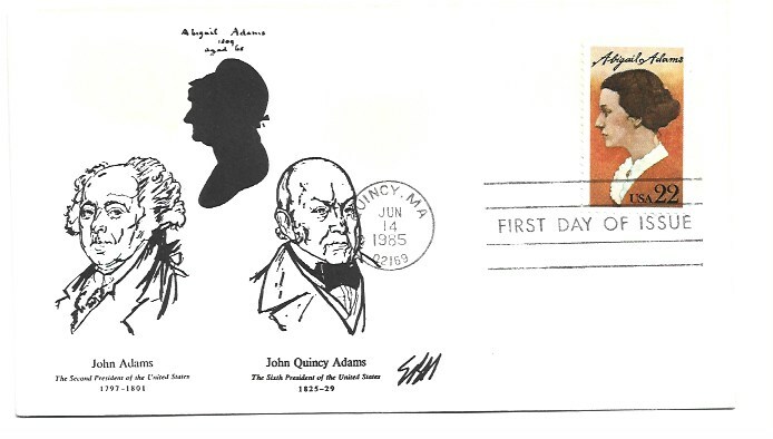 2146 Abigail Adams, black silhoutte FDC