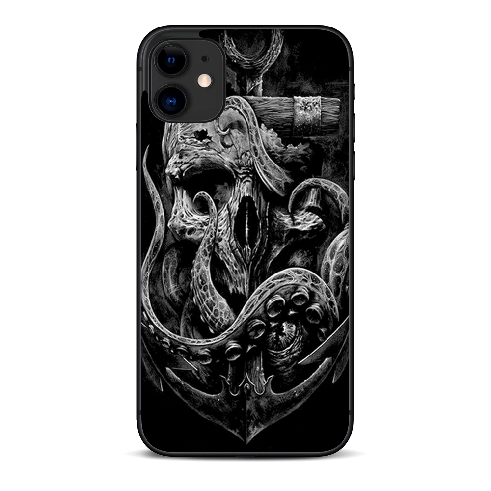 Skins Decal Wrap for Apple iPhone 11 - Skull Anchor Octopus Under Sea