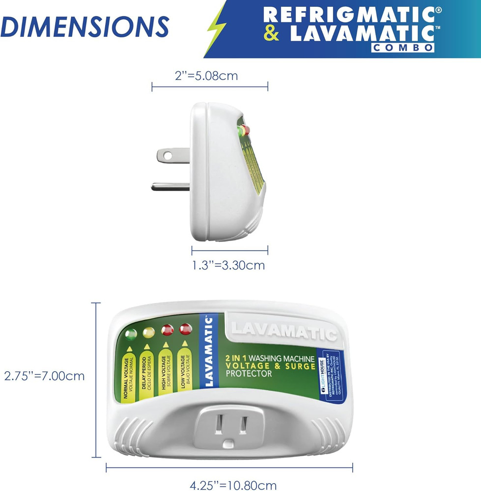 Two Electronic Voltage & Surge Protector Combo - Protect Your Refrigerator and W