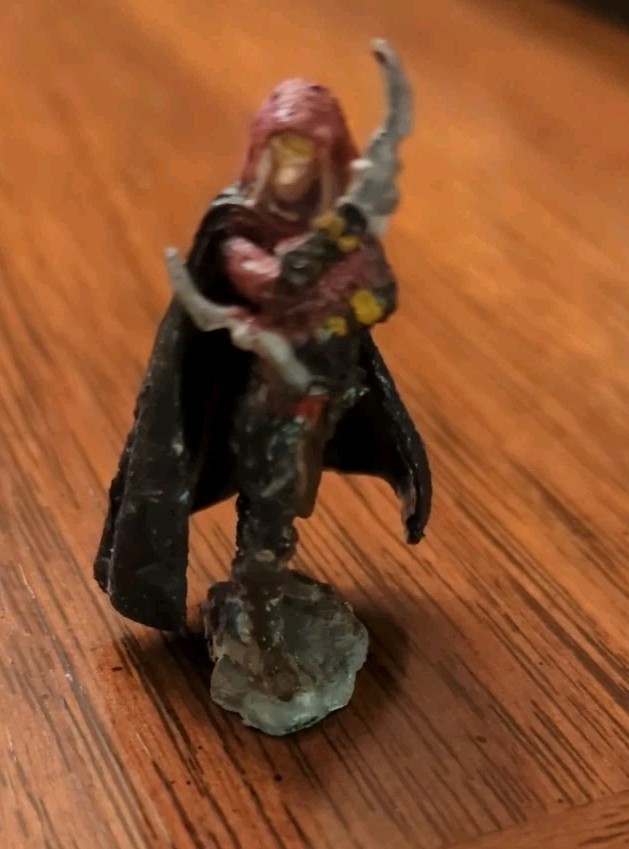 D&D Human Rogue Hand Painted Tabletop Mini (Red/Black)