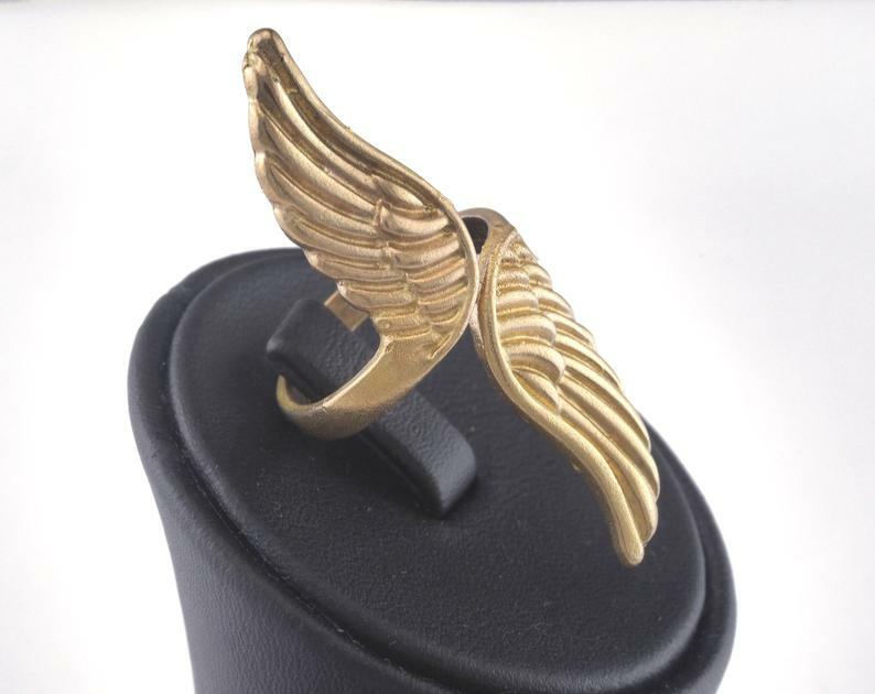 Wings Adjustable Ring Raw brass (17mm 7US inner size - Adjustable ) OZ2731