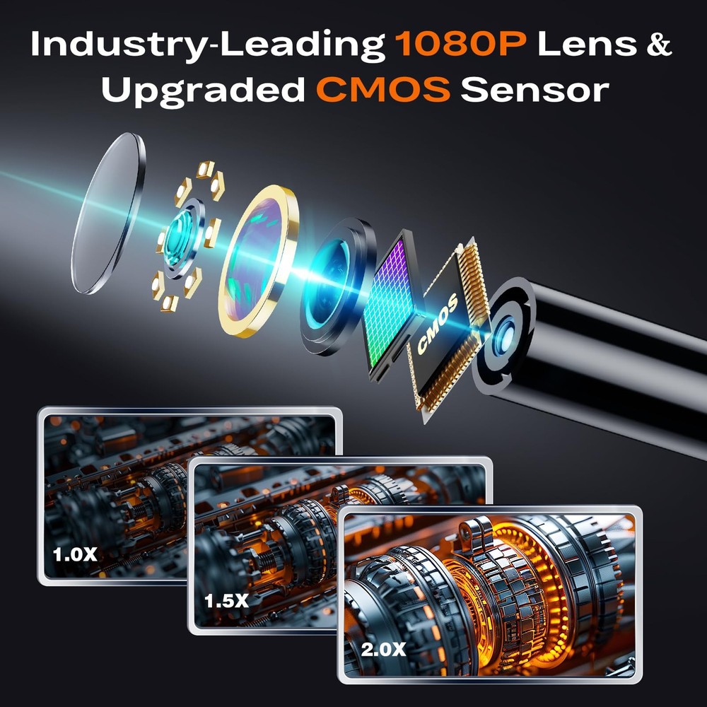 Endoscope with Light, Handheld Borescope Inspection with 4.3" IPS Screen, IP6...