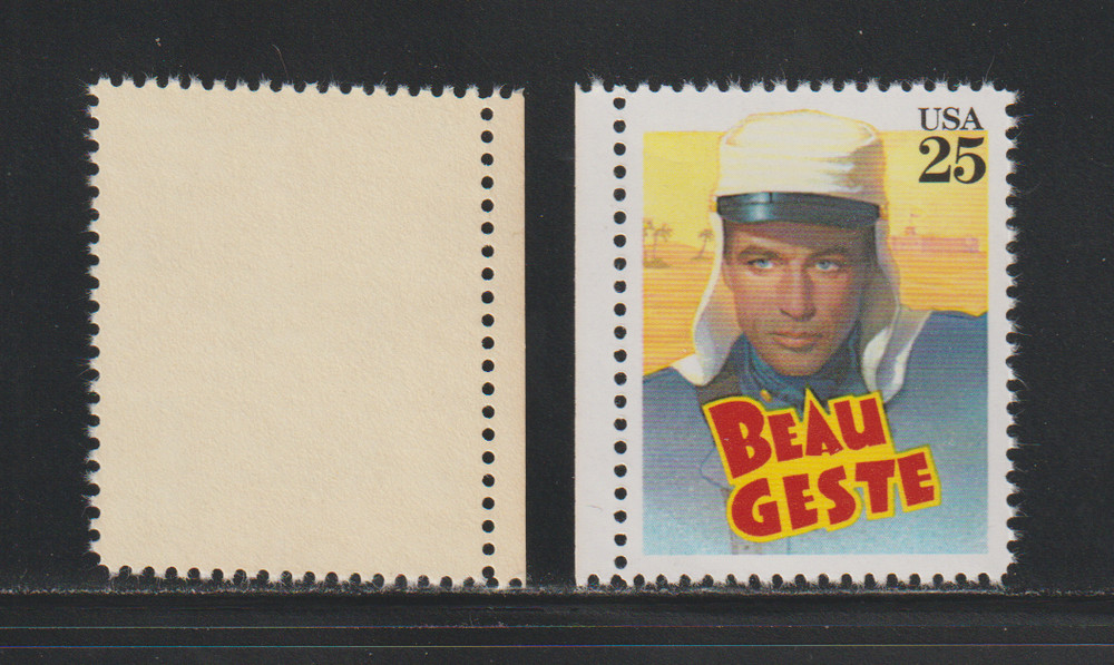 US EFO ERROR Stamps #2447 Gary Cooper Beau Geste: Big Misperf & Normal. MNH