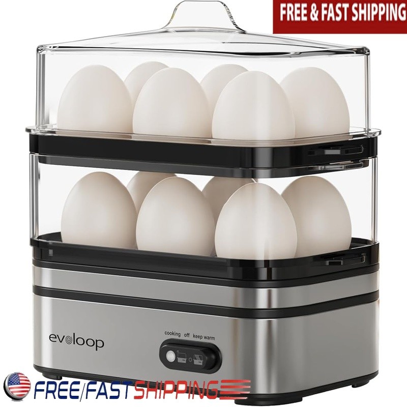 Multi-functional Egg Cooker Rapid Boiled Steamer Easy Clean Kitchen Appliance US