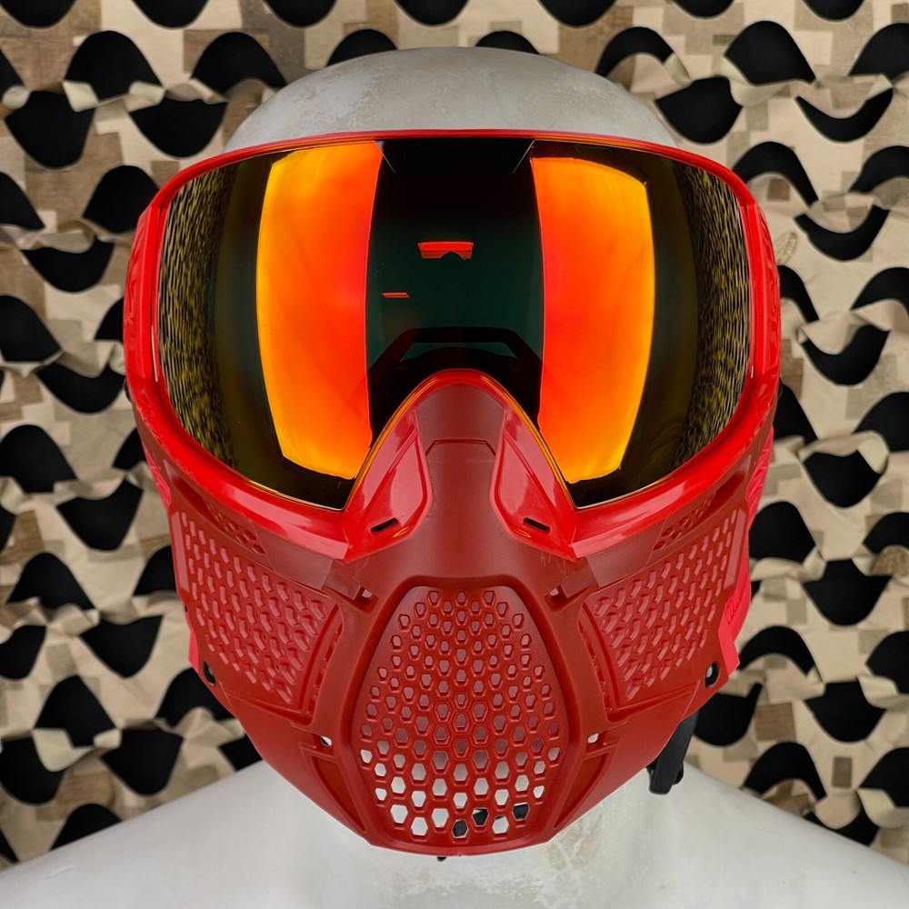 NEW Carbon CRBN Zero Pro Paintball Mask (More Coverage) - Cardinal - Red Mirror