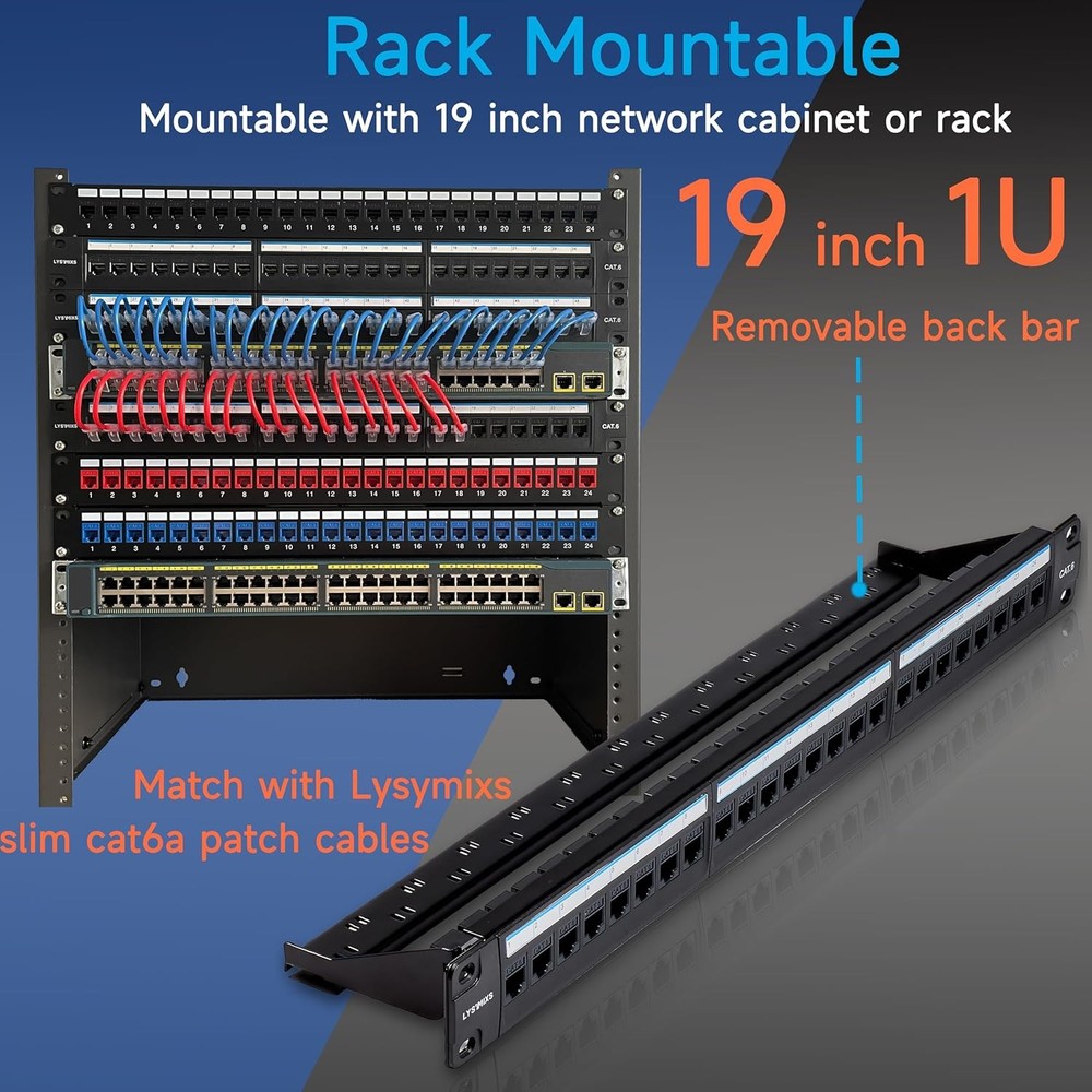 24 Port Rj45 Patch Panel Cat6 Feed Through Coupler Network Patch Panel 19 Inch I