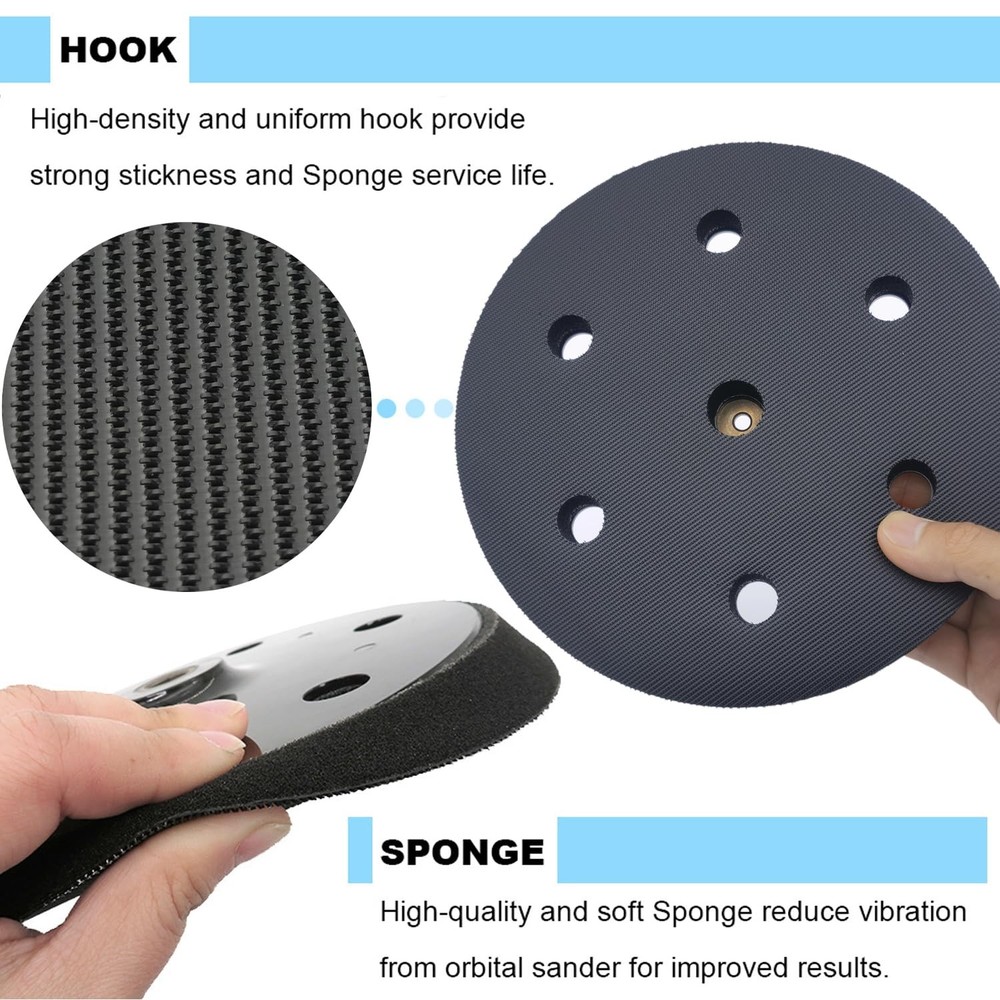 2 Pack 9 inch 6 Hole Hook and Loop Replacement Backing Pad for Orbital Sander Dr