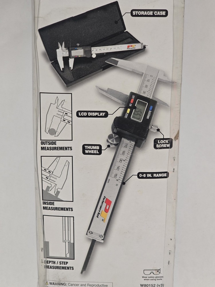 PERFORMANCE TOOL DIGITAL CALIPER 0-6" (150MM)