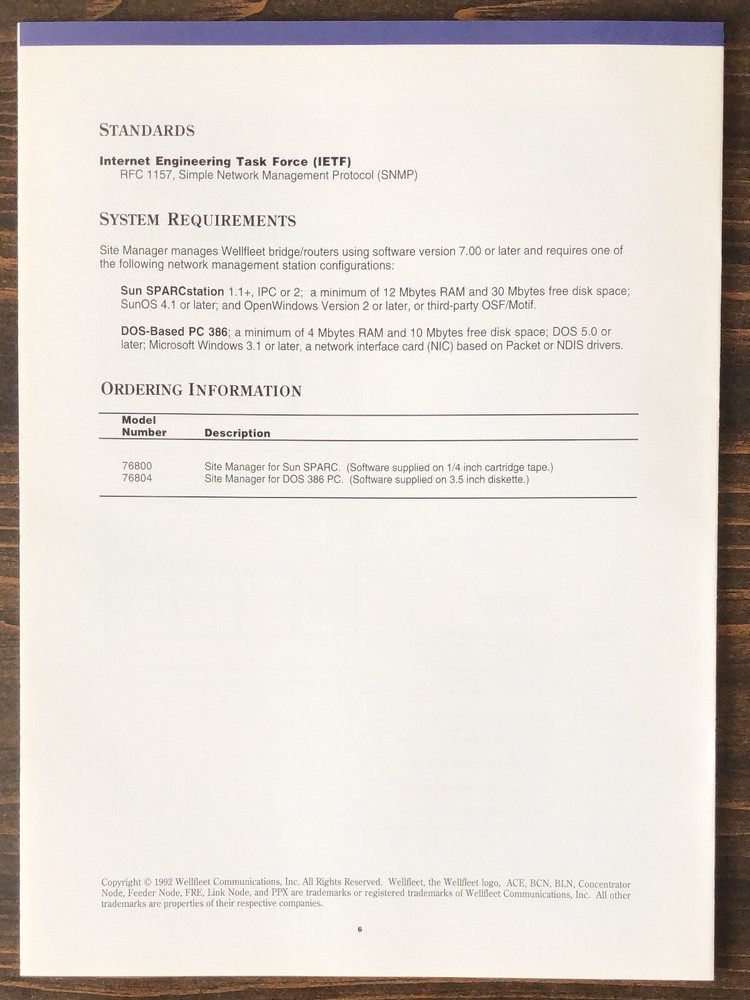Wellfleet Communications - Site Manger Sales Brochure (1992)