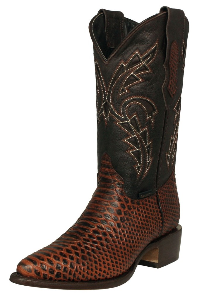 Mens Cognac Cowboy Boots Leather Snake Python Exotic Print Western Riding J Toe