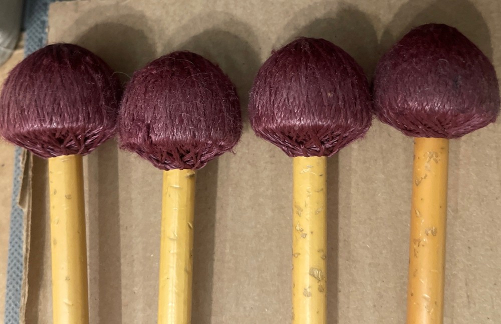 2 Pair Innovative Percussion Yarn Mallets Hard VIBRAPHONE & MARIMBA Rattan EUC