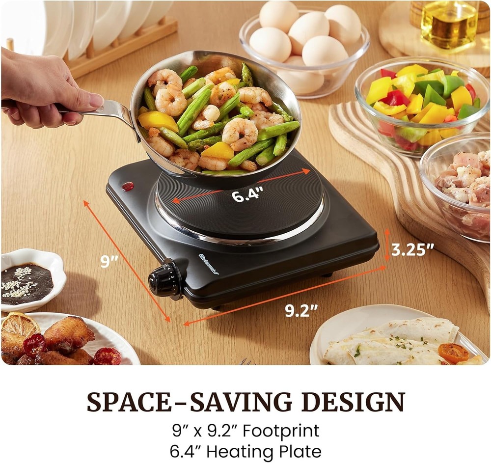 Efficient 1000W Portable Cooktop with Power Indicator and Temperature Settings
