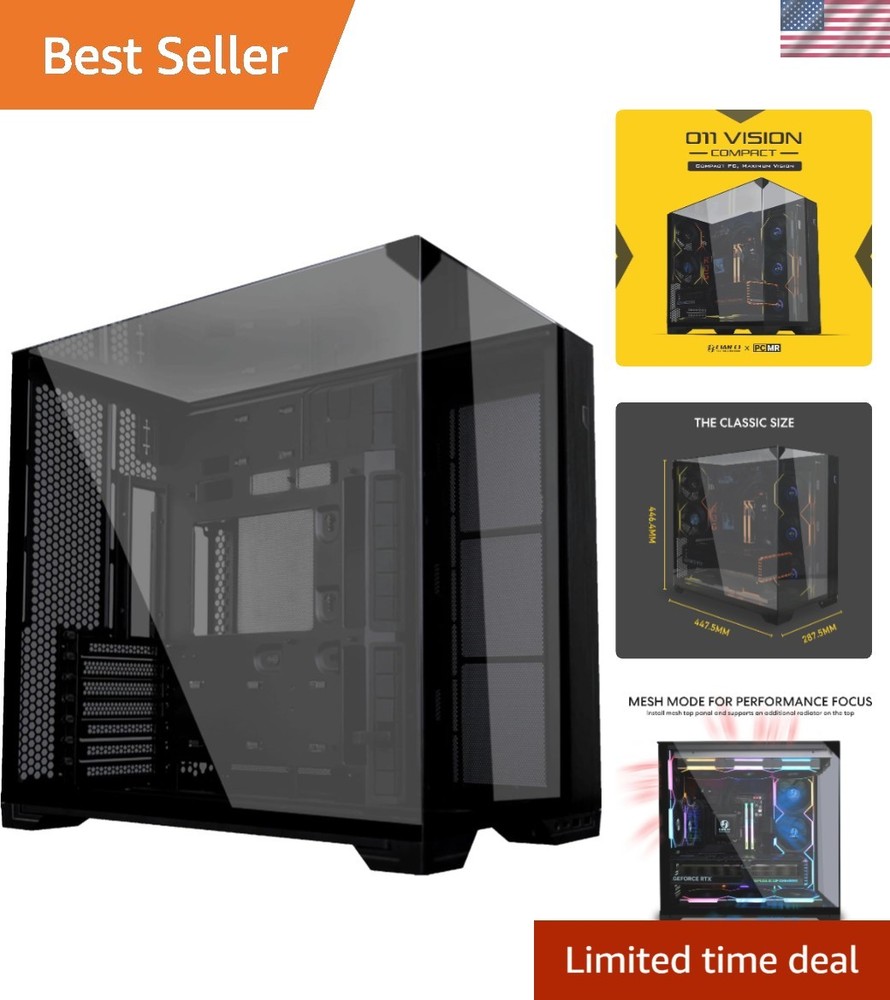 O11 Vision Compact ATX Computer Case: Tempered Glass & Back Connect Support