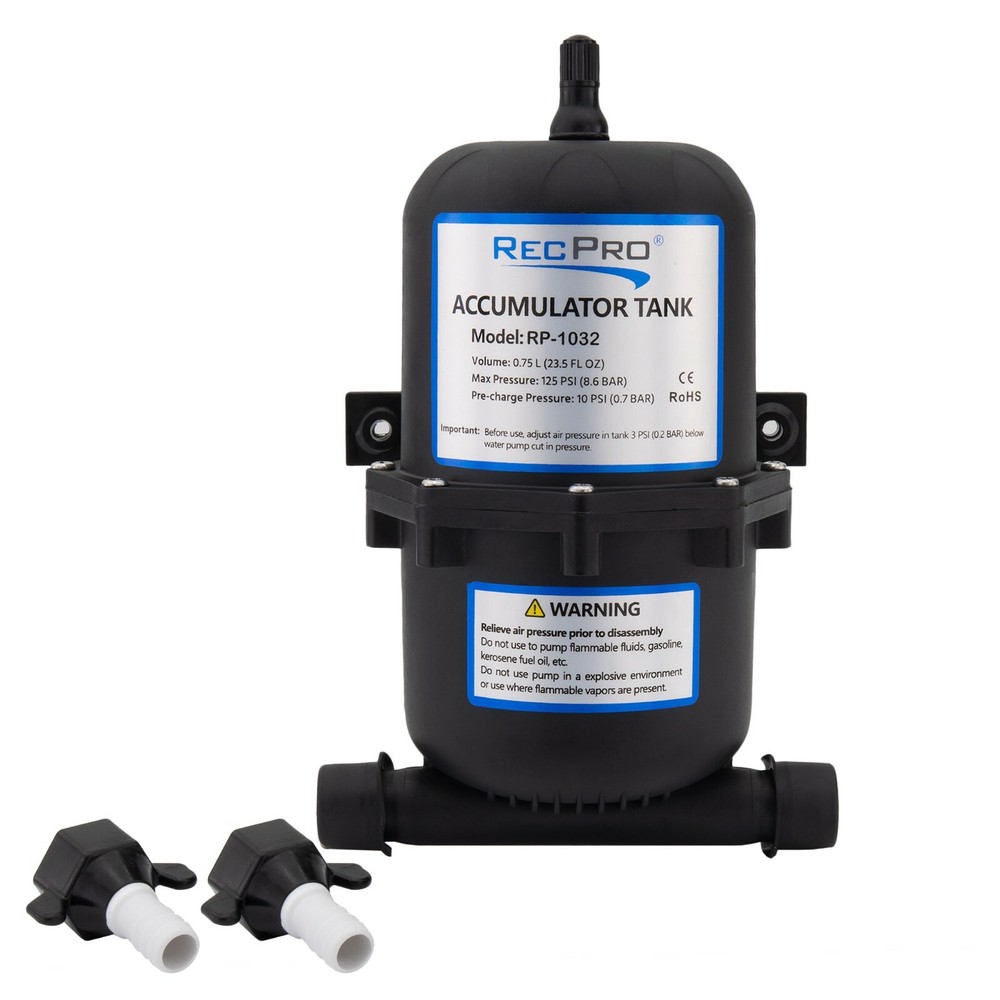 RecPro RV Accumulator Tank with Barbed Fittings Water Pressure Vacuum Tank