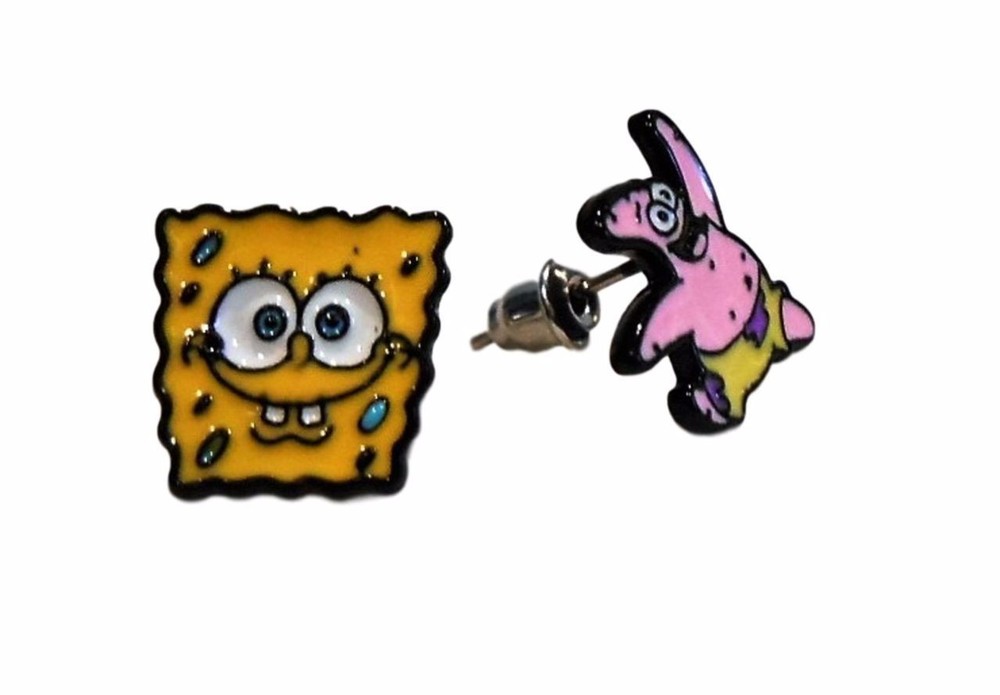 Nickelodeon Spongebob & Patrick Metal Enamel Post Stud Earring Set