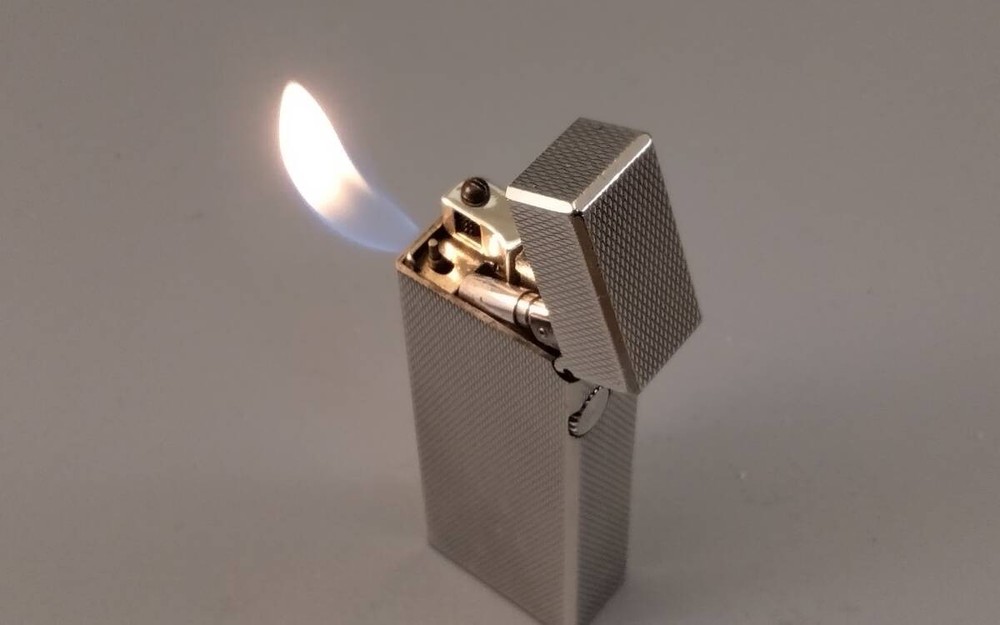 Dunhill Rollagas Silver Burley Pipe Lighter Gas Refill New