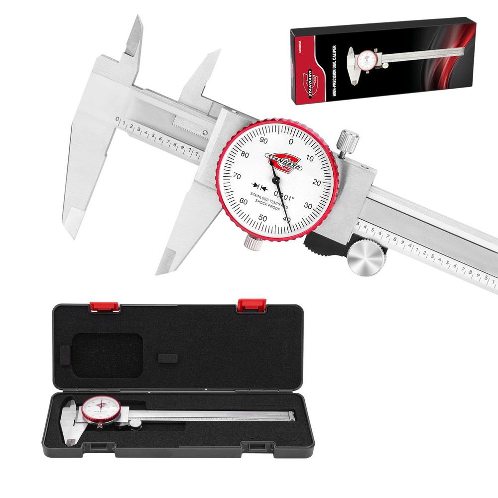 0-6" Range SAE Dial Caliper Measuring Tool, Analog Precision Micrometer Calip...