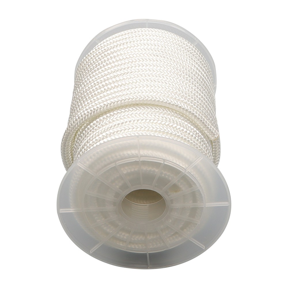 3/8 Inch Nylon Rope 100 Foot Spool 100% Nylon Solid Braid Rope Dyeable White