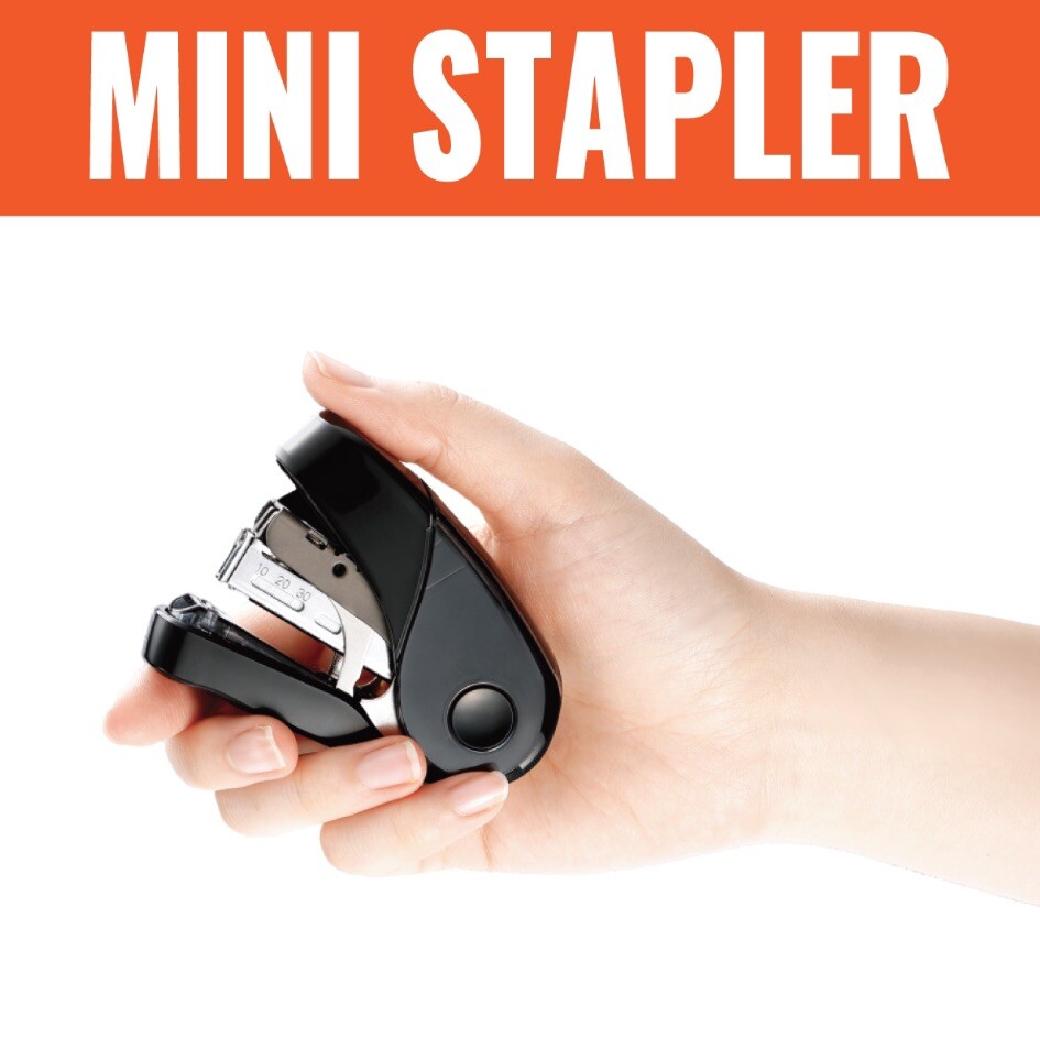 MAX Flat Clinch Mini Stapler HD-10FL3, Black