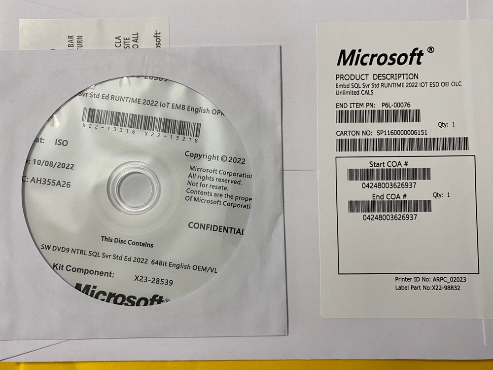 SQL Server 2022 License KEY + DVD | Standard Unlimited Core, Unlimited User CALs