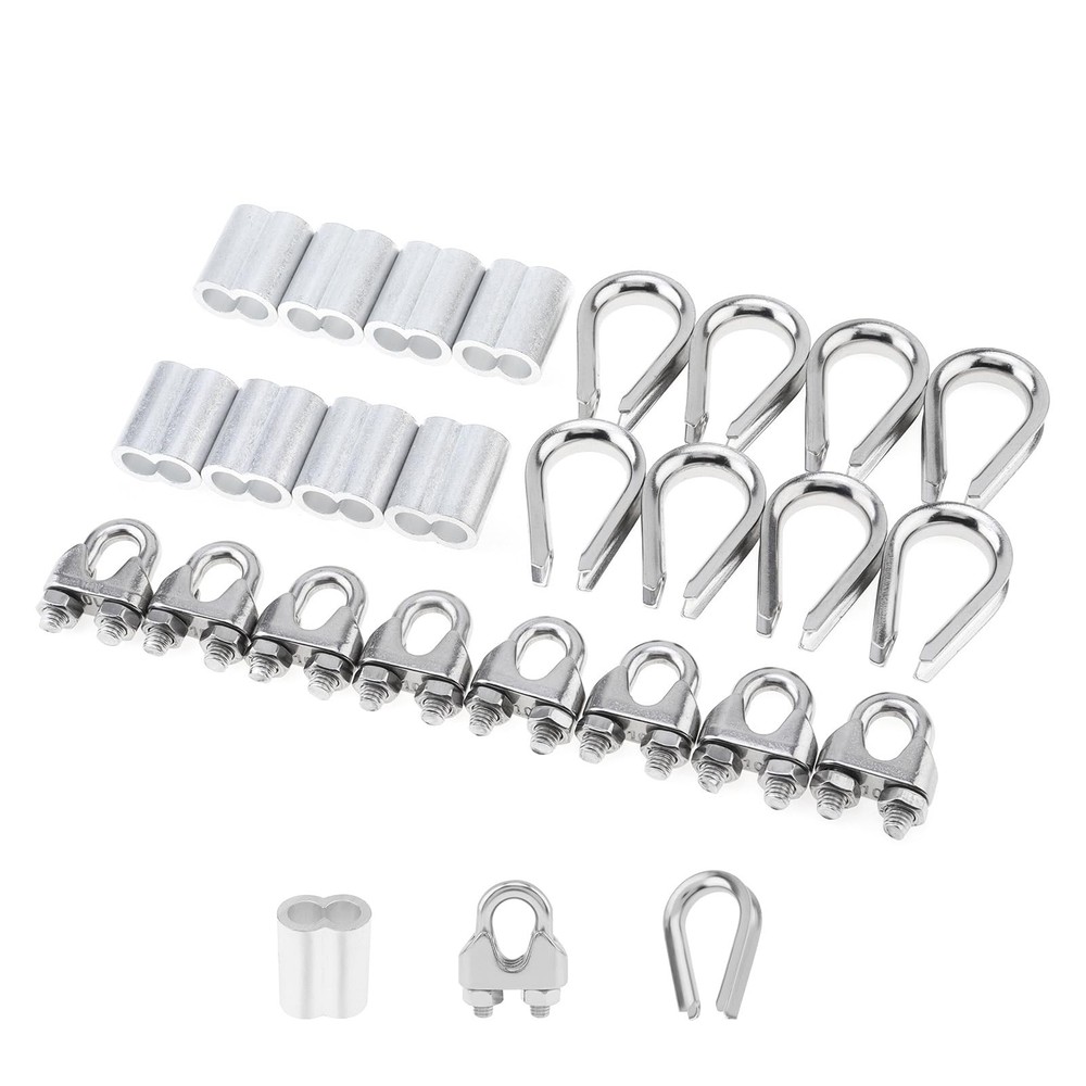 24 Pcs M10 Cable Clamp Thimble Ferrule Set 3/8" Wire Rope Rigging Accessories...