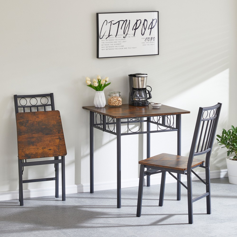 Antique Square Dining Table Metal Wood Kitchen Table Sturdy Scratch Resistant