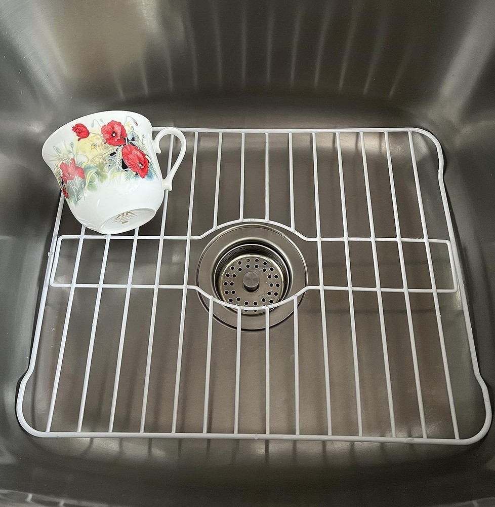 SOFINNI Sink Protectors for Kitchen Sink Bottom with White Coating Grate Insert