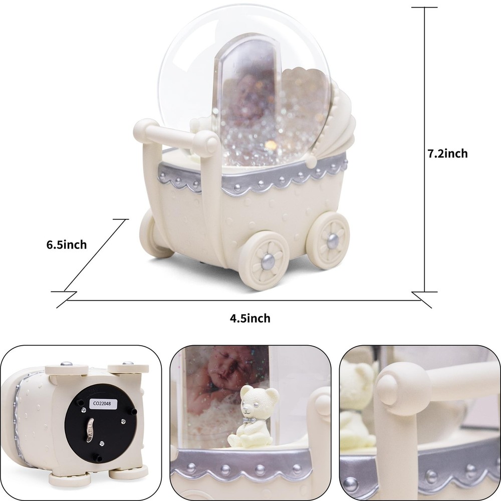 Personalized Photo Snow Globe with Glitter Effect, Keepsake Memory Display wi...