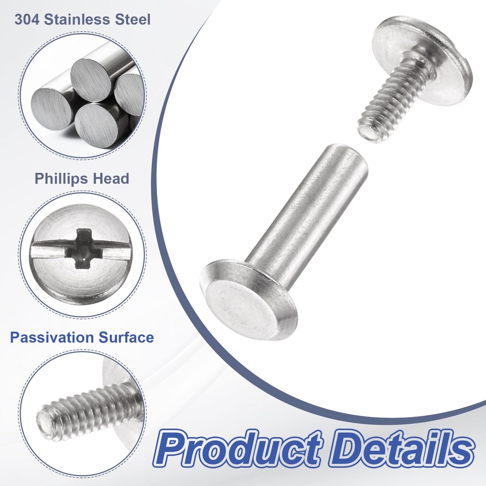 40set Phillips Chicago Screw M2xmm Binding Post Screw, Silver