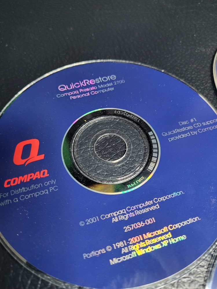 Compaq Presario Quick Restore Disc 1-3 (2001 Pre-Owned PC Computer CD-ROM 2700
