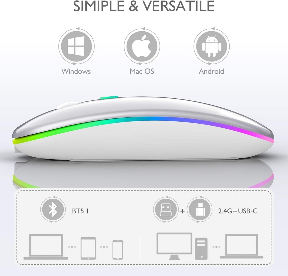 Wireless Bluetooth Mouse for MacBook Air/Mac/Pro/Laptop/Computer/PC,Rechargeable