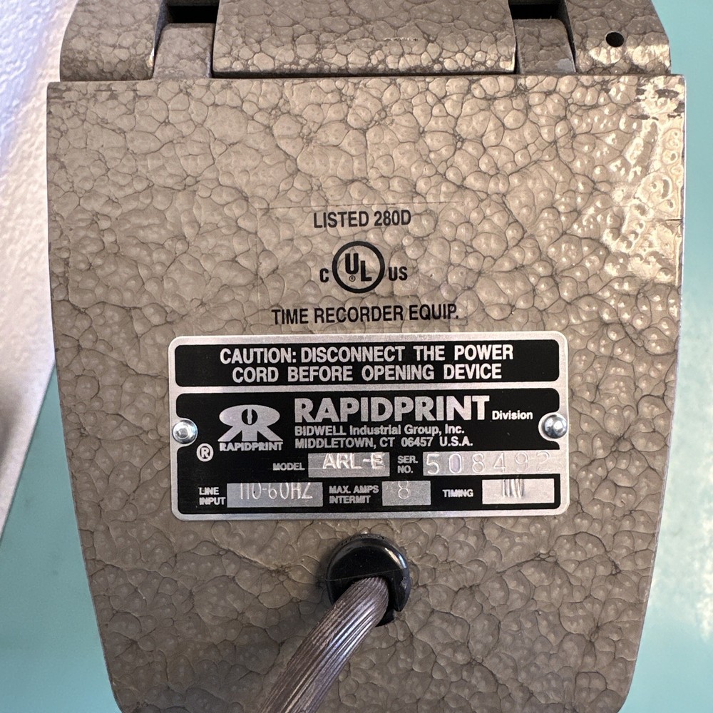 Rapidprint ARL-E Automatic Time/Date Stamp LED Clock Display-NO KEY UNTESED