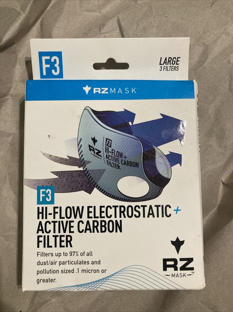 RZ Mask High Flow Electrostatic Active Carbon Replacement Filter F3 Large 3 Pack