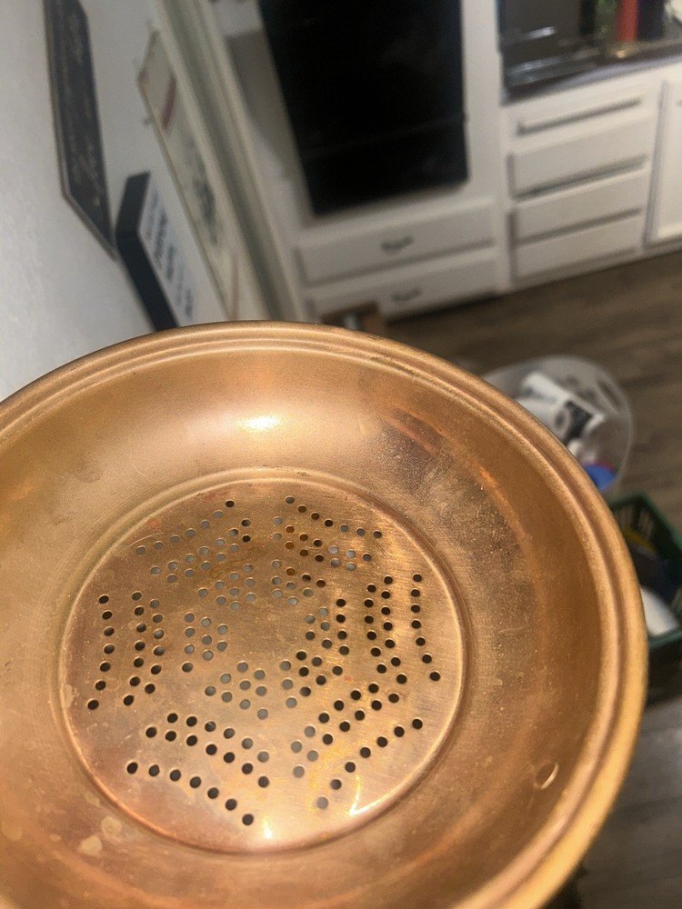 Vintage round colander Copper