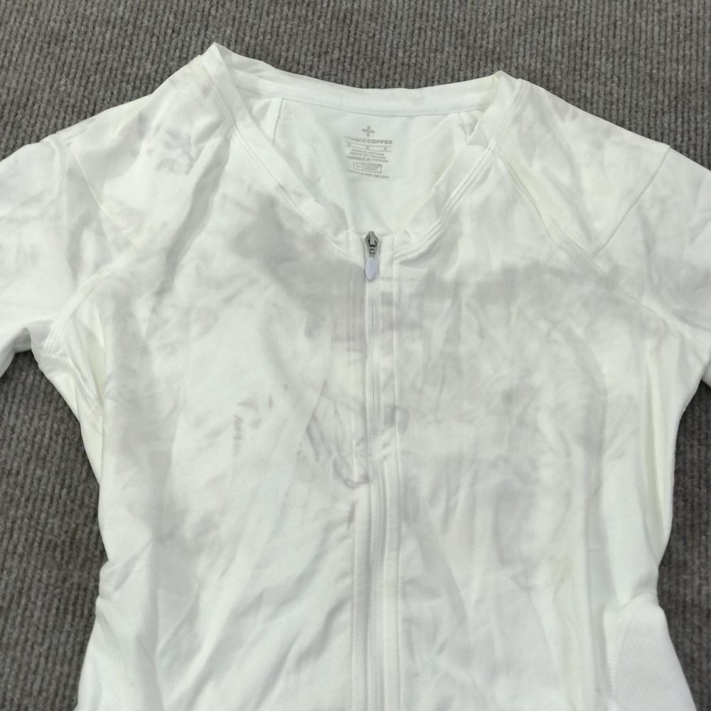 Tommie Copper Womens Back Support Compression Shirt Top White Medium Zip