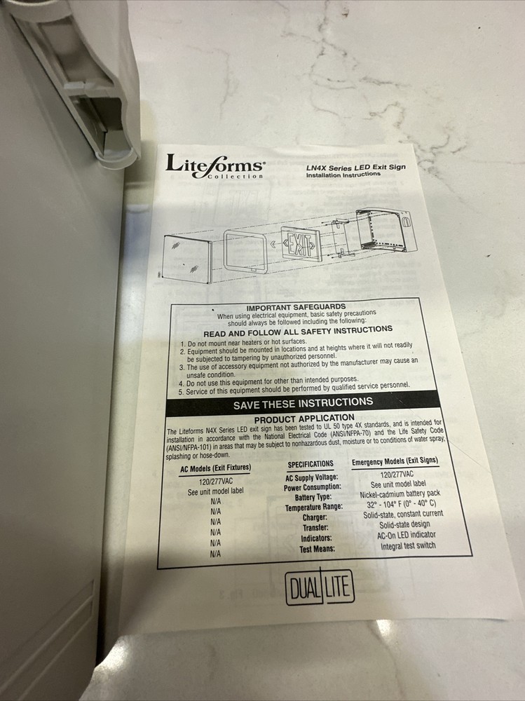 NEW Hubbell LN4XRWE Dual-Lite Exit Lighting; Type 4X, Raintight Dusttight