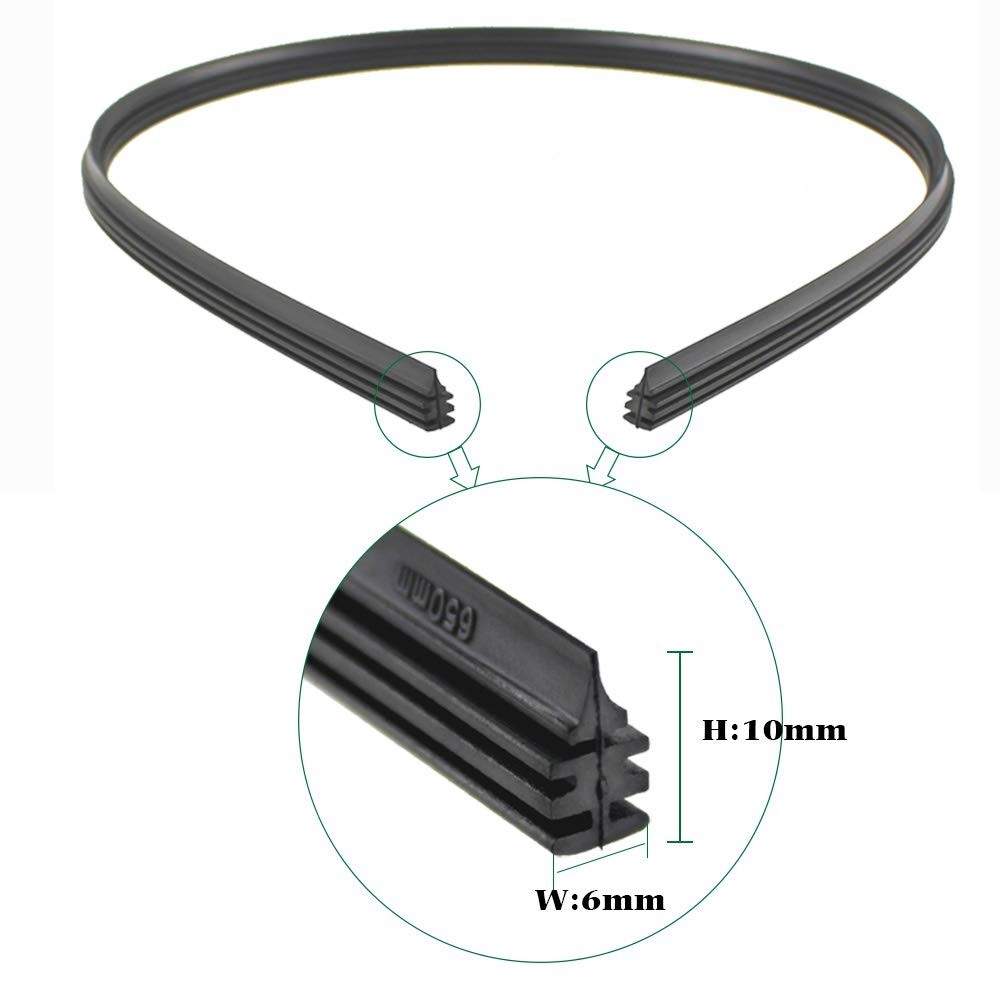 Auto Windshield Wiper Blade Refill Frame Less 2 PCs 22"& 28" 6 mm Replace Rubber