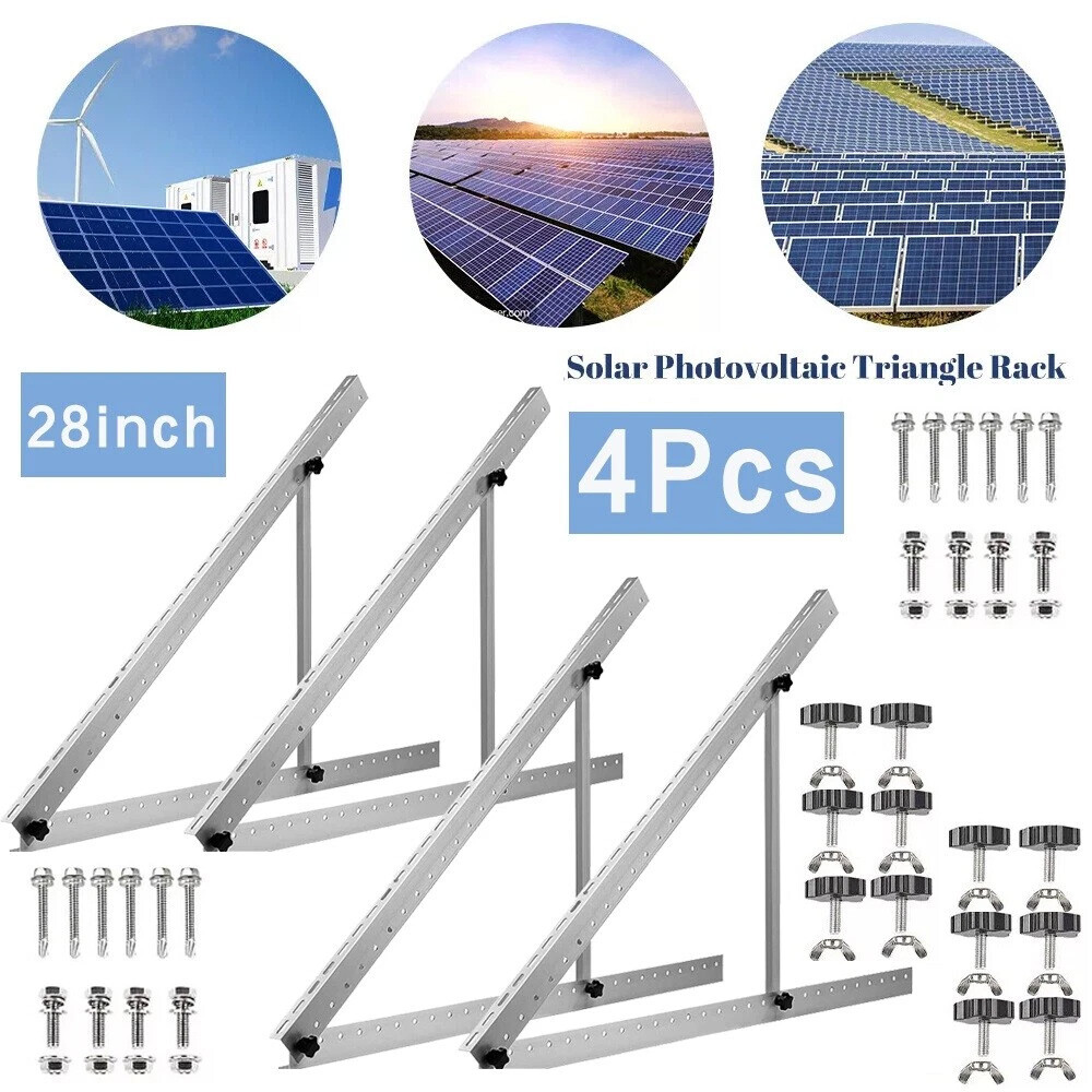 4PCS Solar Panel RV Tilt Mount Brackets Rooftop Flat Surface Adjustable Frame US