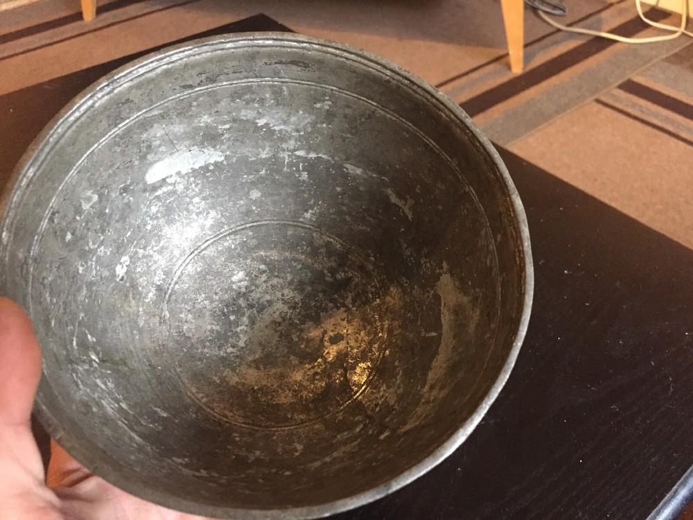 Antique Middle Eastern Tinned Copper Bowl