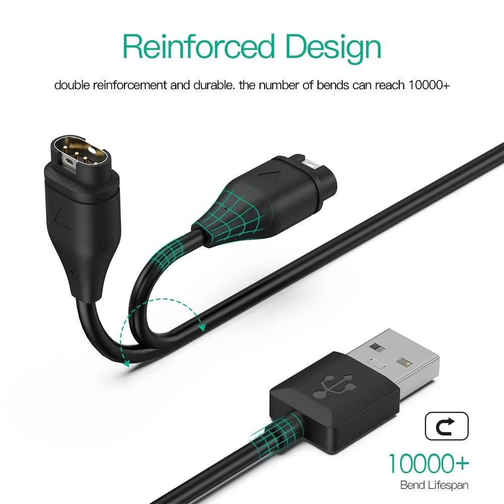Durable 2-Pack USB Type A Garmin Watch Charging Cable - Universal Compatibility