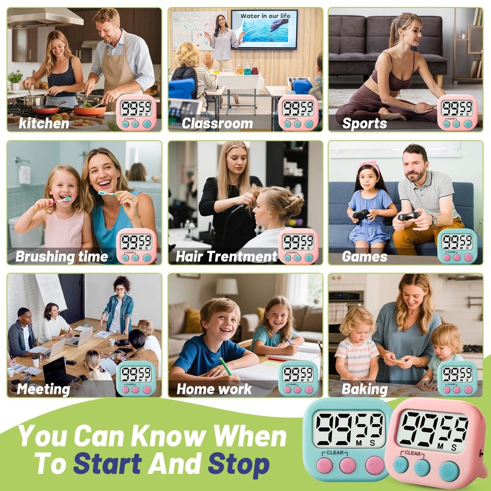 2 Pack Digital Timer Magnetic Kitchen Timers for Cooking Teachers Classroom