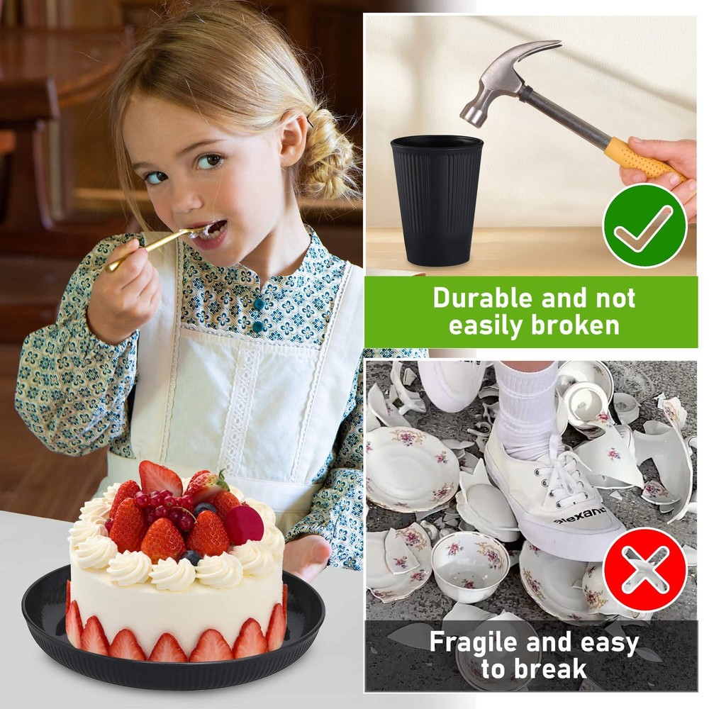 Wheat Straw Dinnerware Sets, Kitchen Unbreakable Wheat Straw Plates and Bowls...
